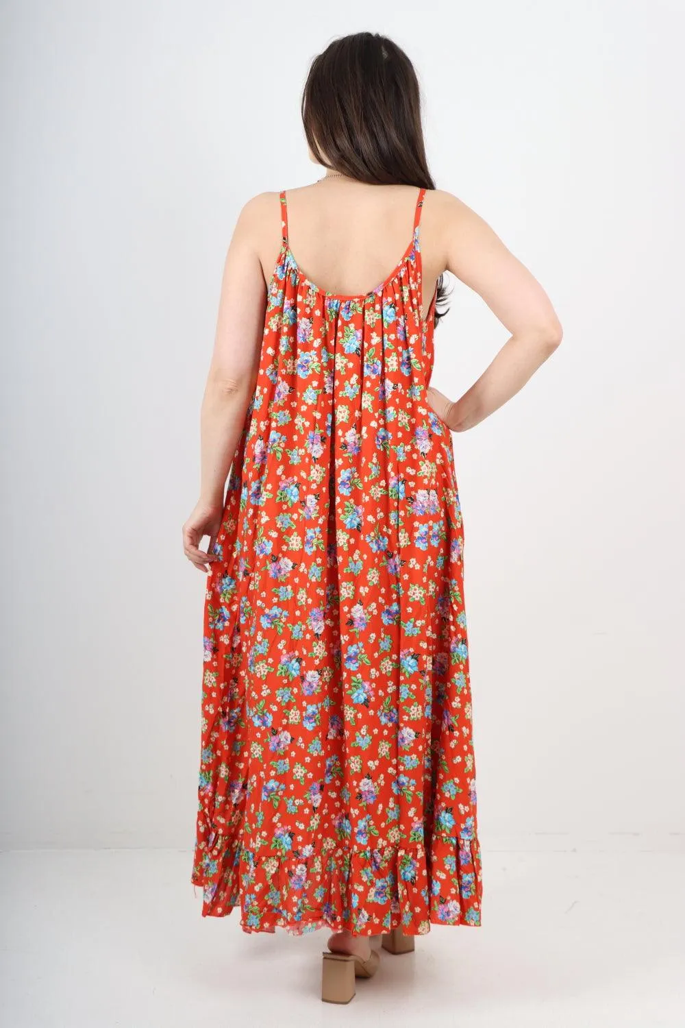 Small Floral Print  Frill Bottom  Sun Dress
